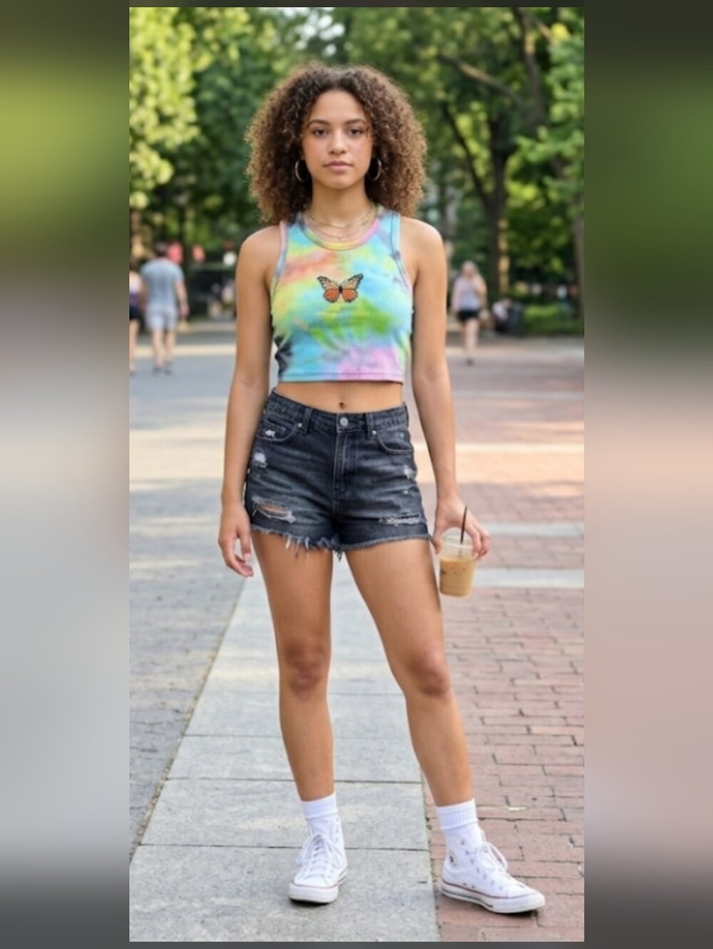 Justice Tie-Dye Butterfly Crop Tank Top - Multicolor